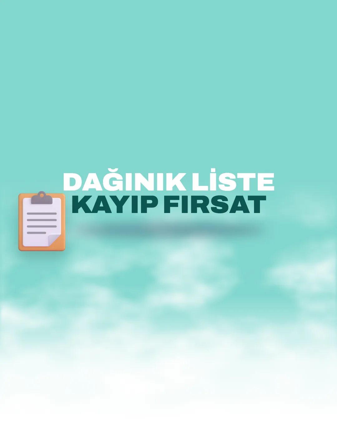 “Dağınık Liste Kayıp Fırsat” başlıklı, 3D pano ikonlu CRM yazılımı ve entegrasyon görseli