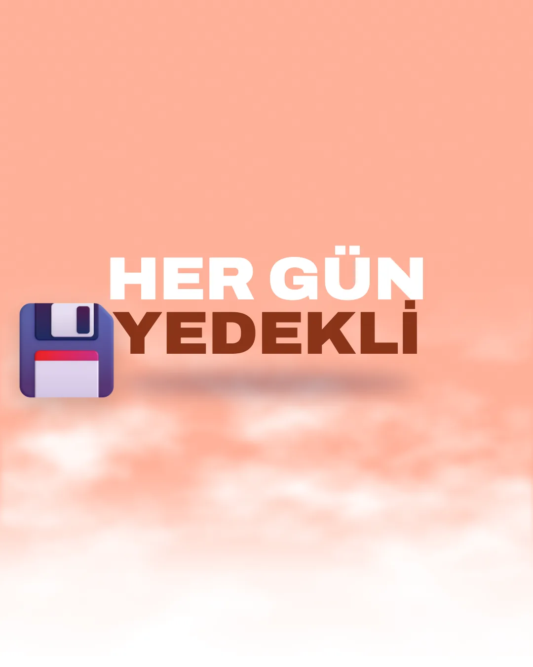 “Her Gün Yedekli” başlıklı, 3D disket ikonlu web sitesi bakım ve teknik destek görseli