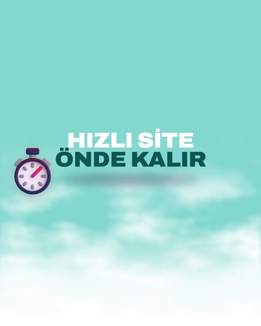 “Hızlı Site Önde Kalır” başlıklı, 3D kronometre ikonlu web sitesi bakım ve teknik destek görseli