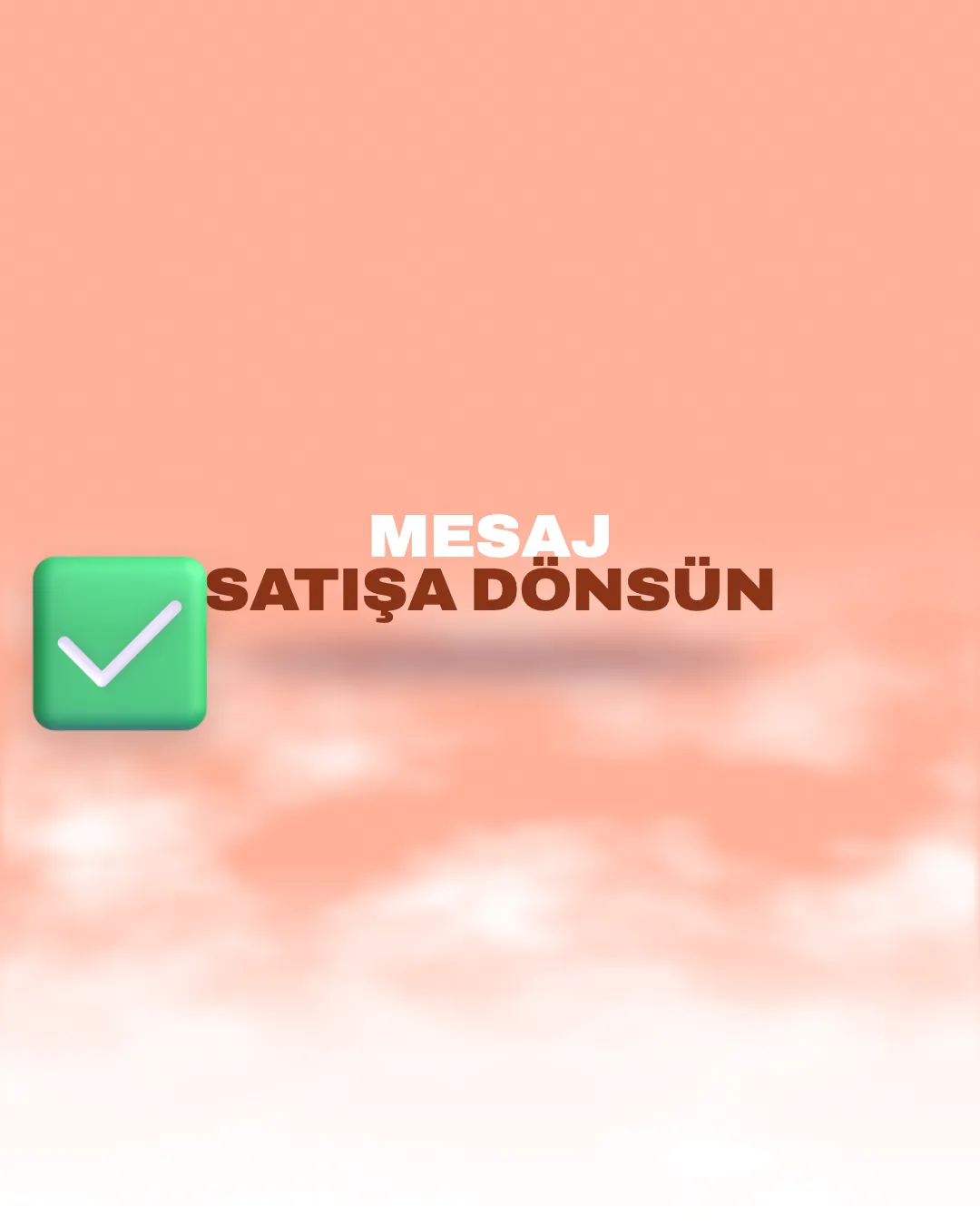 “Mesaj Satışa Dönsün” başlıklı, 3D onay işareti ikonlu WhatsApp Business API görseli
