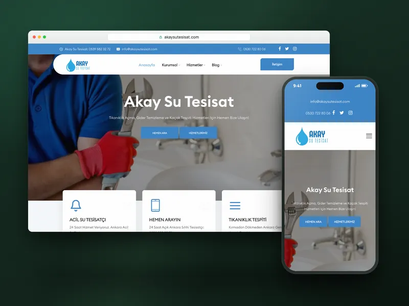 Akay Su Tesisat web sitesi