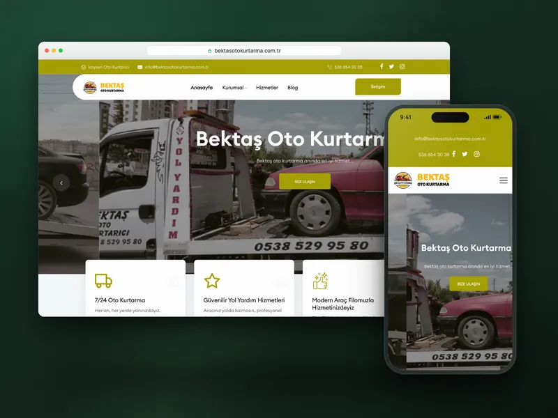 Bektaş Oto Kurtarma web sitesi