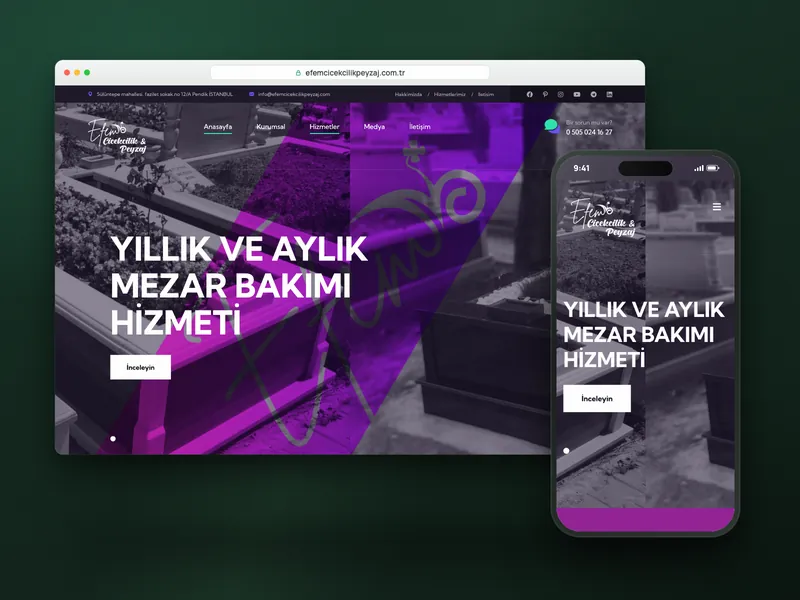 Efem Çiçekçilik & Peyzaj web sitesi