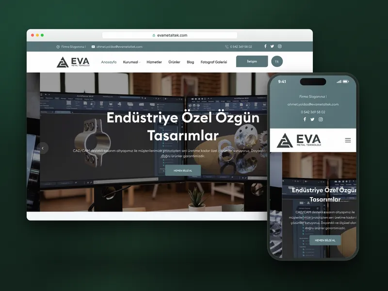 Eva Metal Teknoloji web sitesi